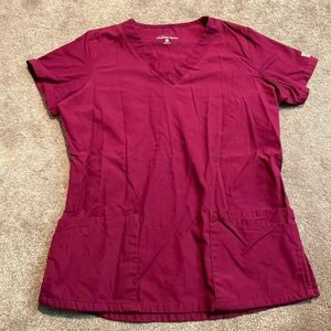 Burgundy Work Scrub Top size Small short sleeve